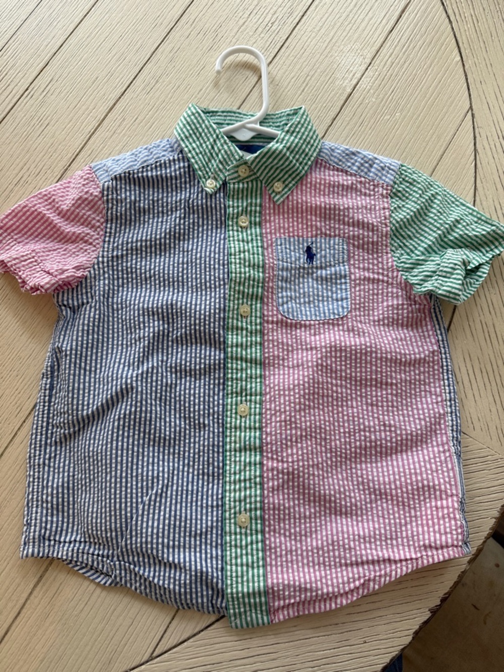 Ralph Lauren Multicolor Seersucker Button-Down Shirt - Blue, Pink, Green